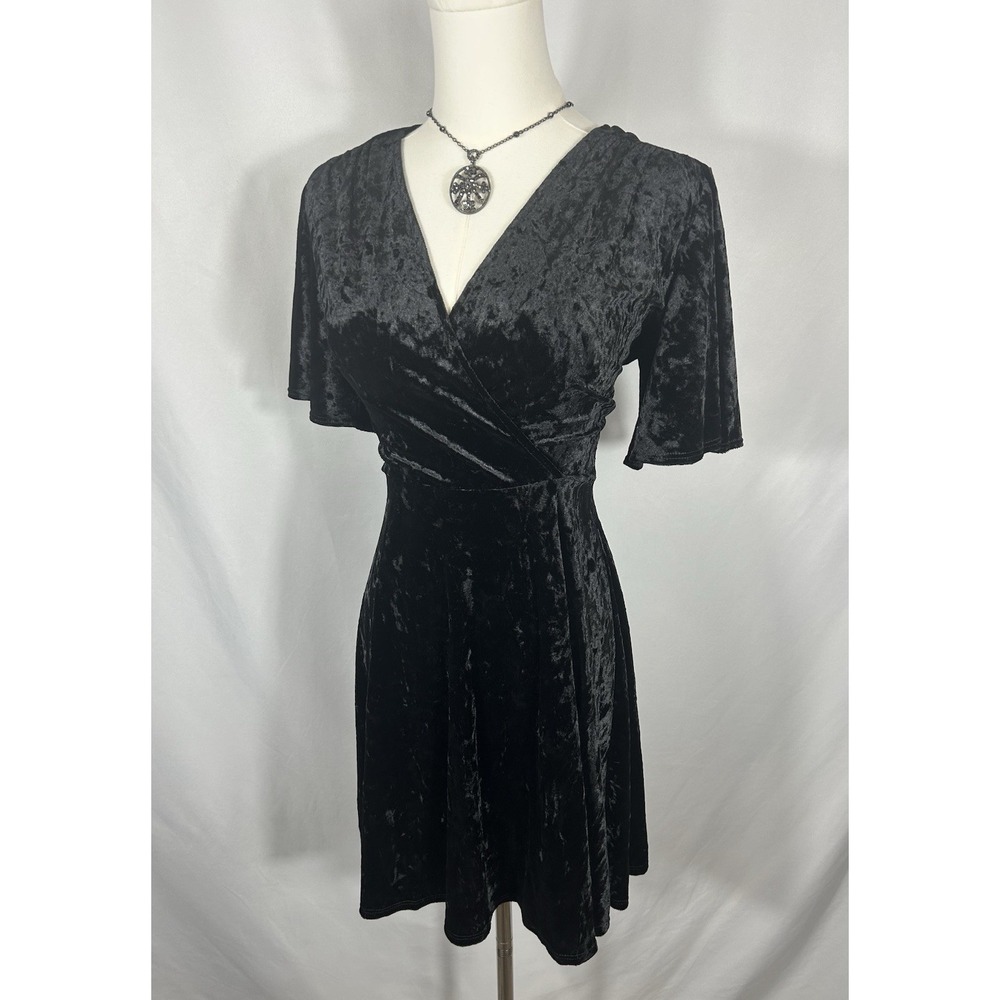 Vintage USA Crushed‎ Velvet Babydoll Dress Size M Whimsigoth Fairy Grunge Witchy